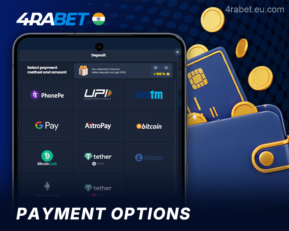 Payments to 4rabet via the mobile app in India