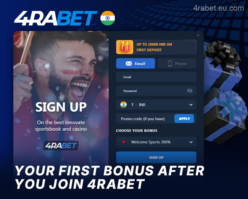 Information about the welcome bonus for new 4rabet players from India