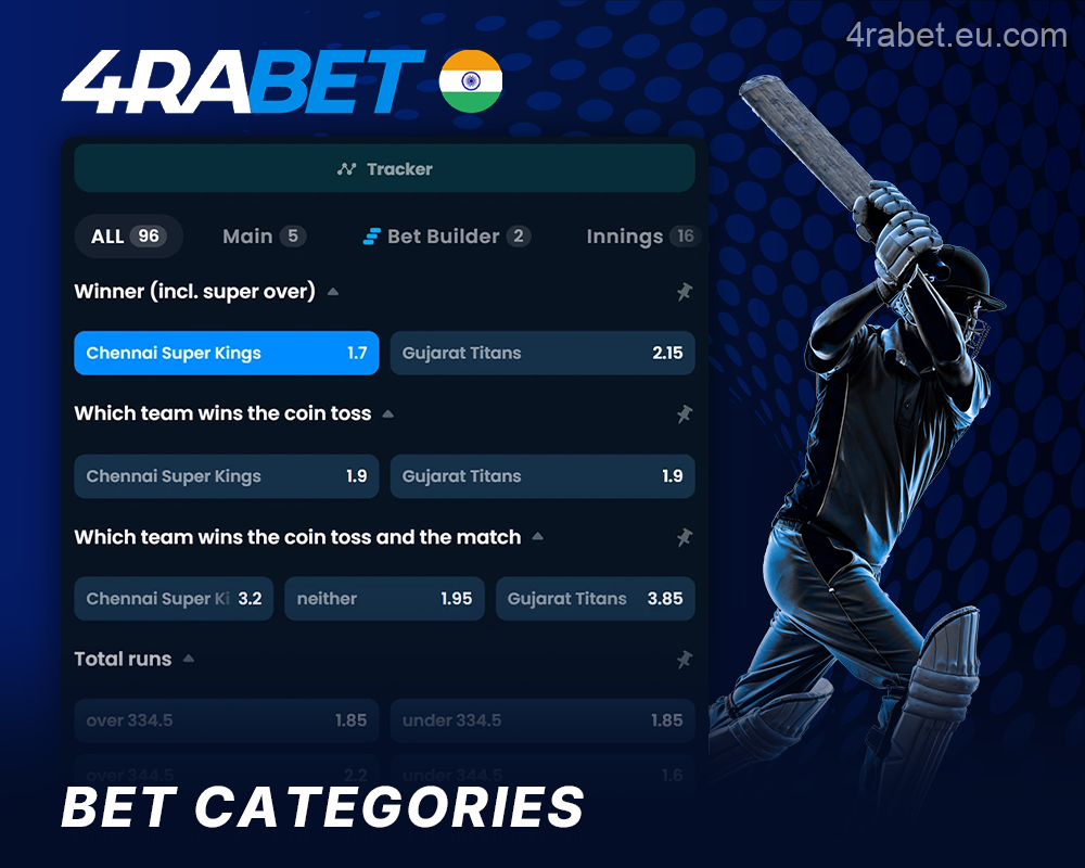 Match betting market at the Indian bookmaker 4rabet